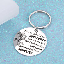 Load image into Gallery viewer, Inspirational Spiritual Gifts for Women Her Sunflower Charm Key Chain Birthday Christmas Graduation Floral Gifts for Adult Teen Girls Daughter Come of Age Friendship Key Ring Present
