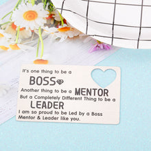 Load image into Gallery viewer, Boss Day Appreciation Gifts Wallet Card Insert Gift for Leader Mentor Manager Leaving Going Away Christmas Birthday Thank You Gift for Women Men Colleague Coworker Farewell Goodbye Retirement Present
