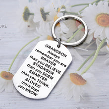Load image into Gallery viewer, Inspirational Graduation Gifts Keychain for Grandson from Grandma Grandpa Grandparents Birthday Christmas Gifts for Boys Kids Teenage Stocking Stuffer
