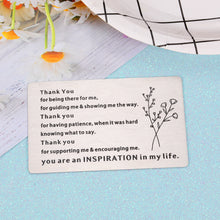 Load image into Gallery viewer, Thank You Gift Wallet Card for Women Men Teacher Coach Coworker Appreciation Gifts Metal Insert Card for Friends Bff Nurse Birthday Christmas Thanksgiving New Year Gift for Boss Mentor Leader Colleague Her Him
