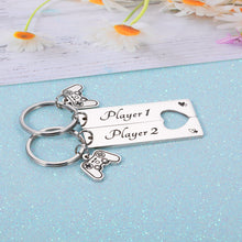 Load image into Gallery viewer, Valentines Day Gift for Him Boyfriend Gifts from Girlfriend Gamer Player 1 Player 2 Matching Keychain for Gamer Couple Keyring to My Man Husband Fiance Gift from Wife Fiancee Valentine Birthday Anniversary
