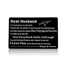 Load image into Gallery viewer, Engraved Wallet Insert Card Anniversary Day Gifts for Husband Boyfriend Groom Fiance Birthday Wedding Valentines Christmas Appreciation Gift from Wife Girlfriend I Love You Present for Men Him
