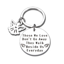 Load image into Gallery viewer, Mom Dad Memorial Keychain Gift- Loss of Father Mother Sympathy Keyring-Those We Love Don&#39;t Go Away They Walk Beside Us Everyday Jewelry Remembrance Grandpa Grandma Stepmom Stepdad
