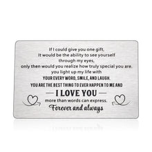 Load image into Gallery viewer, Husband Wife Wallet Card Insert Anniversary Birthday Gifts for Men Women Valentine Christmas Stocking Stuffers Gifts for Boyfriend Girlfriend I Love You Note Wedding Engagement Gifts Fiance Groom
