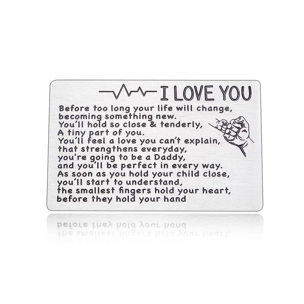 Engraved Wallet Card for New Dad Daddy to Be Pregnancy Baby Announcement Gifts for Him New Father Mother Soon to Be Daddy Gifts for Men First Time Dads Moms Gifts from New Mommy Birthday Christmas