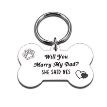Load image into Gallery viewer, Will You Marry My Dad Dog Tags Personalized for Wedding Pets Dog Engagement Announcement Bridal Shower Gifts for Couples Dog Lovers Owner Pet Accessories for Cat Dog Dad Mom Bride to be Gift
