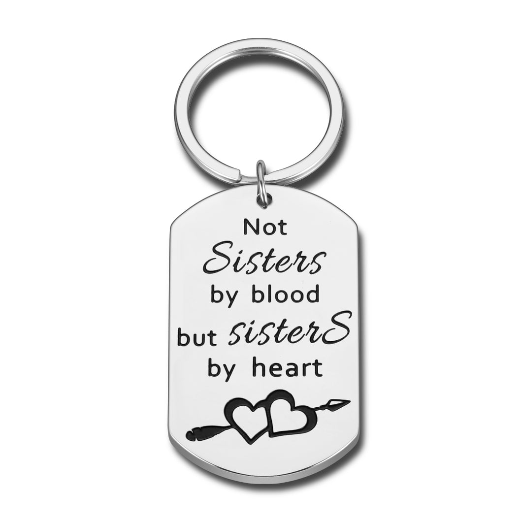 Best Friend Keychain Friendship Gifts for BFF Sister Women Girl Not Sisters by Blood But Sisters by Heart Birthday Graduation Wedding Christmas Key Ring Pendant Charm