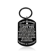 Load image into Gallery viewer, Anniversary Husband Gifts Keychain from Wife Birthday Valentine’s Day Gift for Boyfriend Fiance Bridegroom Hubby My Soulmate I Love You Present Wedding Engagement Couple Romantic Gift for Him Men

