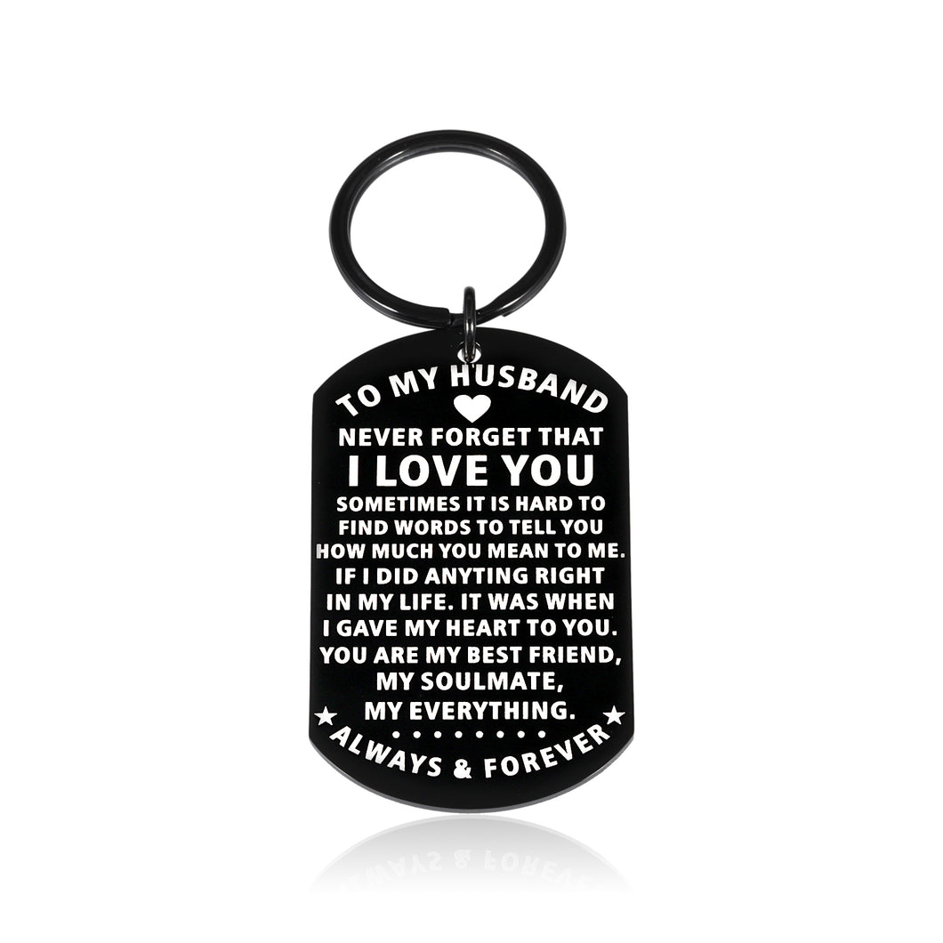 Anniversary Husband Gifts Keychain from Wife Birthday Valentine’s Day Gift for Boyfriend Fiance Bridegroom Hubby My Soulmate I Love You Present Wedding Engagement Couple Romantic Gift for Him Men