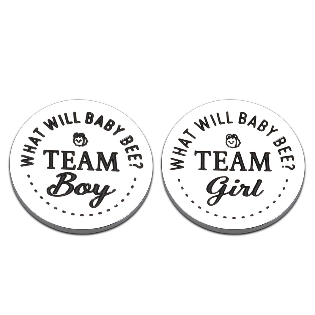 Fun New Baby Gender Decision Coin Pregnancy Announcement Gift for New Parent Mom Dad First Time Daddy Mommy Baby Shower Gift Gender Reveal Ideas for Mum Dad to Be Double-Sided Team Boy Team Girl