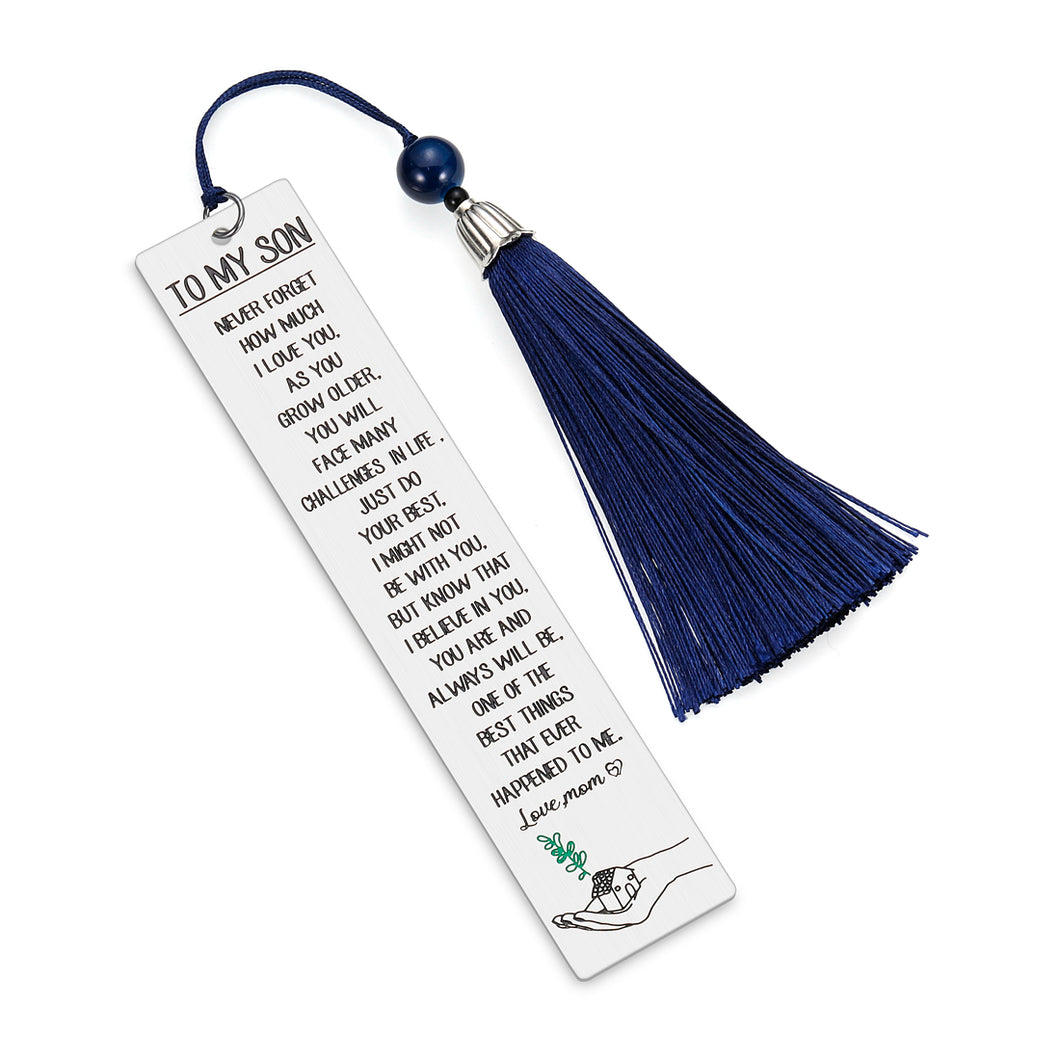 Inspirational Bookmark for Son from Mom Dad Graduation Birthday Christmas Encouragement Bookmarks with Tassel Stocking Stuffer Gifts