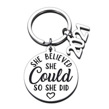 Load image into Gallery viewer, Graduation Gifts Keychain Class of 2021 Graduate Inspirational Gift She Believed She Could So She Did High School College Grad Best Friends Daughter Girls Niece Women Her
