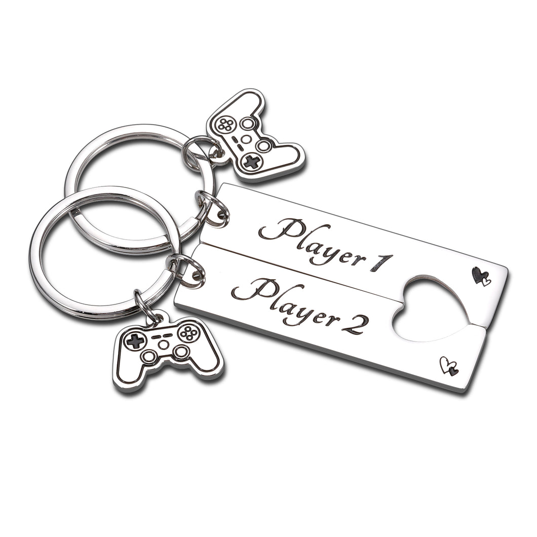 Valentines Day Gift for Him Boyfriend Gifts from Girlfriend Gamer Player 1 Player 2 Matching Keychain for Gamer Couple Keyring to My Man Husband Fiance Gift from Wife Fiancee Valentine Birthday Anniversary