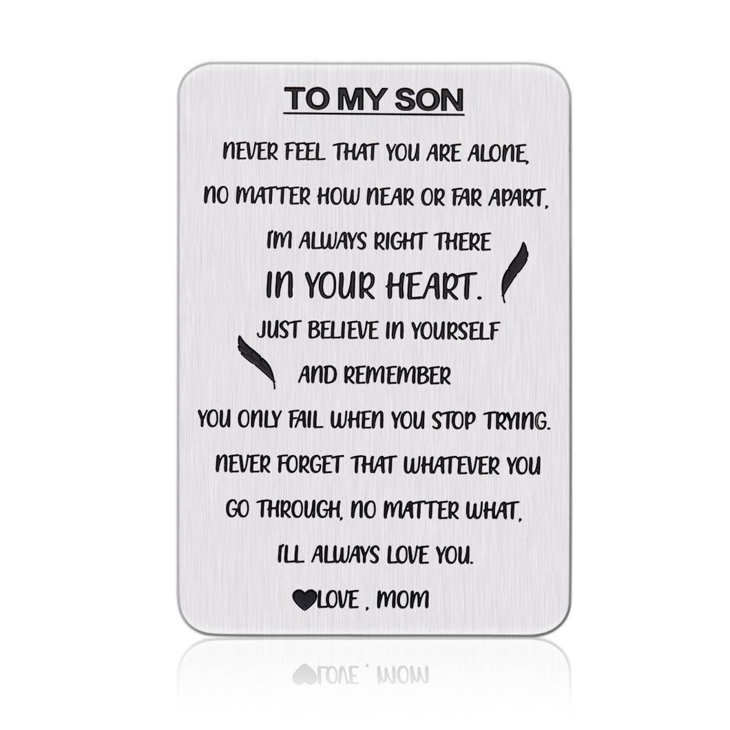 Wallet Card Gifts for Son Inspirational Quotes Birthday Christmas Valentines Graduation Keepsake Gifts for Men Boy Bridegroom from Step Mom