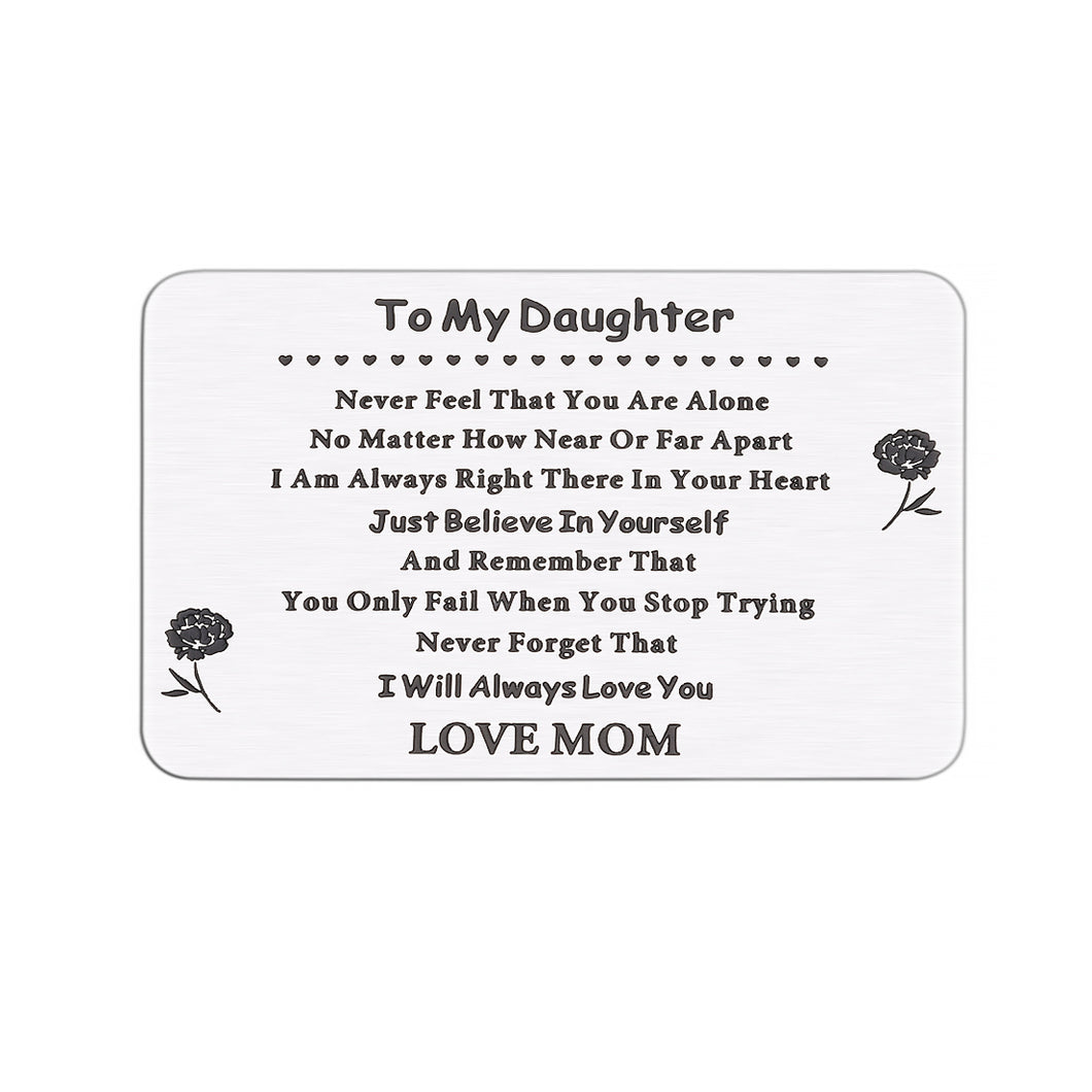 Engraved Wallet Insert Card for Daughter Graduation Birthday Gifts Christmas Wedding Card Gifts for Daughter, Proud of Daughter Gifts Daughter Inspirational Gift from Mom Dad