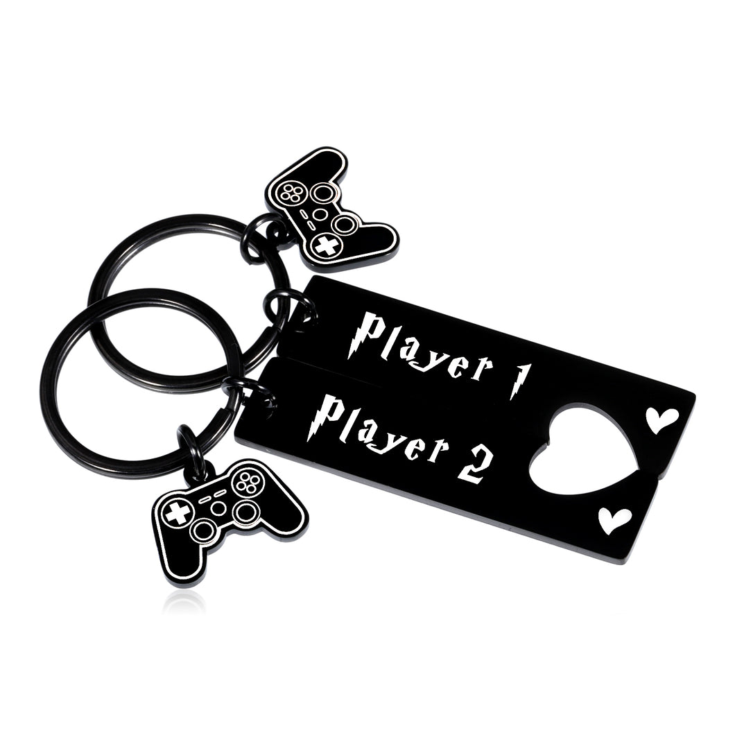 Boyfriend Gifts from Girlfriend Valentines Day Gift for Him Funny Gamer Player 1 Player 2 Matching Keychain for Couple to My Man Husband Fiance Gift from Wife Fiancee Valentine Birthday Anniversary