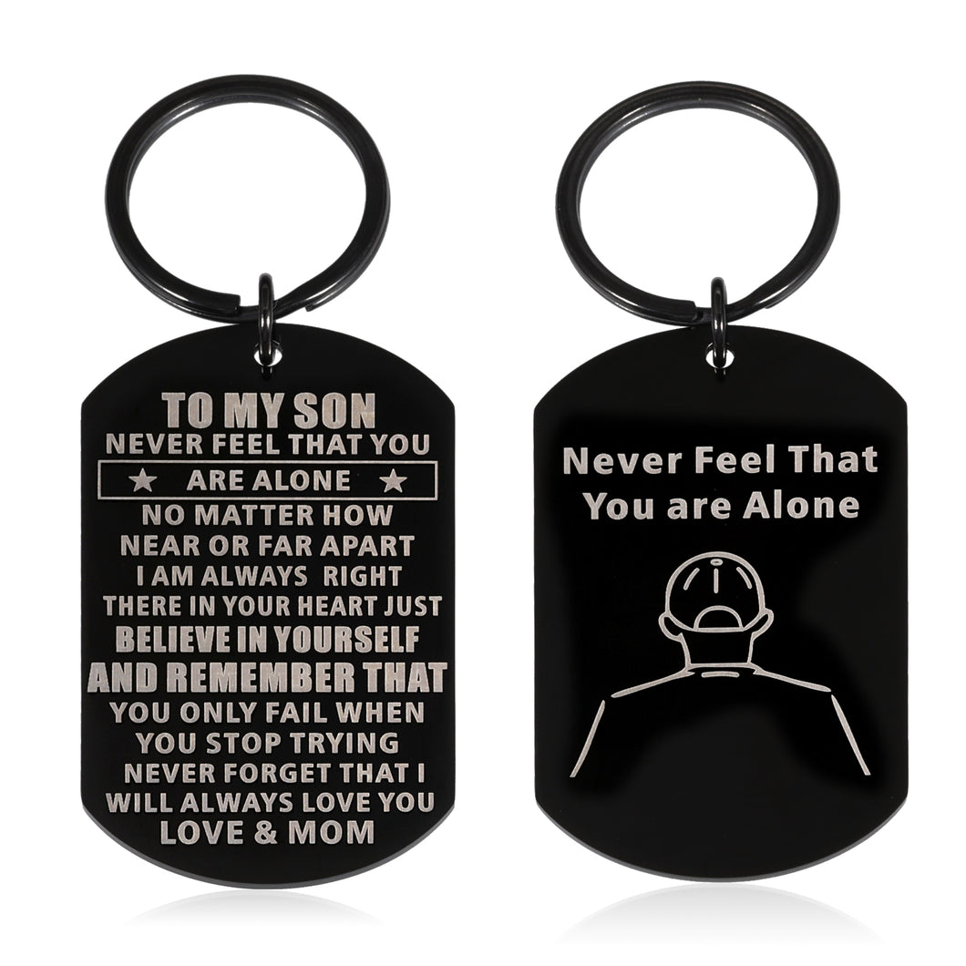 Son Gift from Mom Inspirational Christmas Keychain Gift To My Son Stepson Birthday 2022 Graduation Coming Of Age Keyring Gift for Him Teen Boy Adopt Son