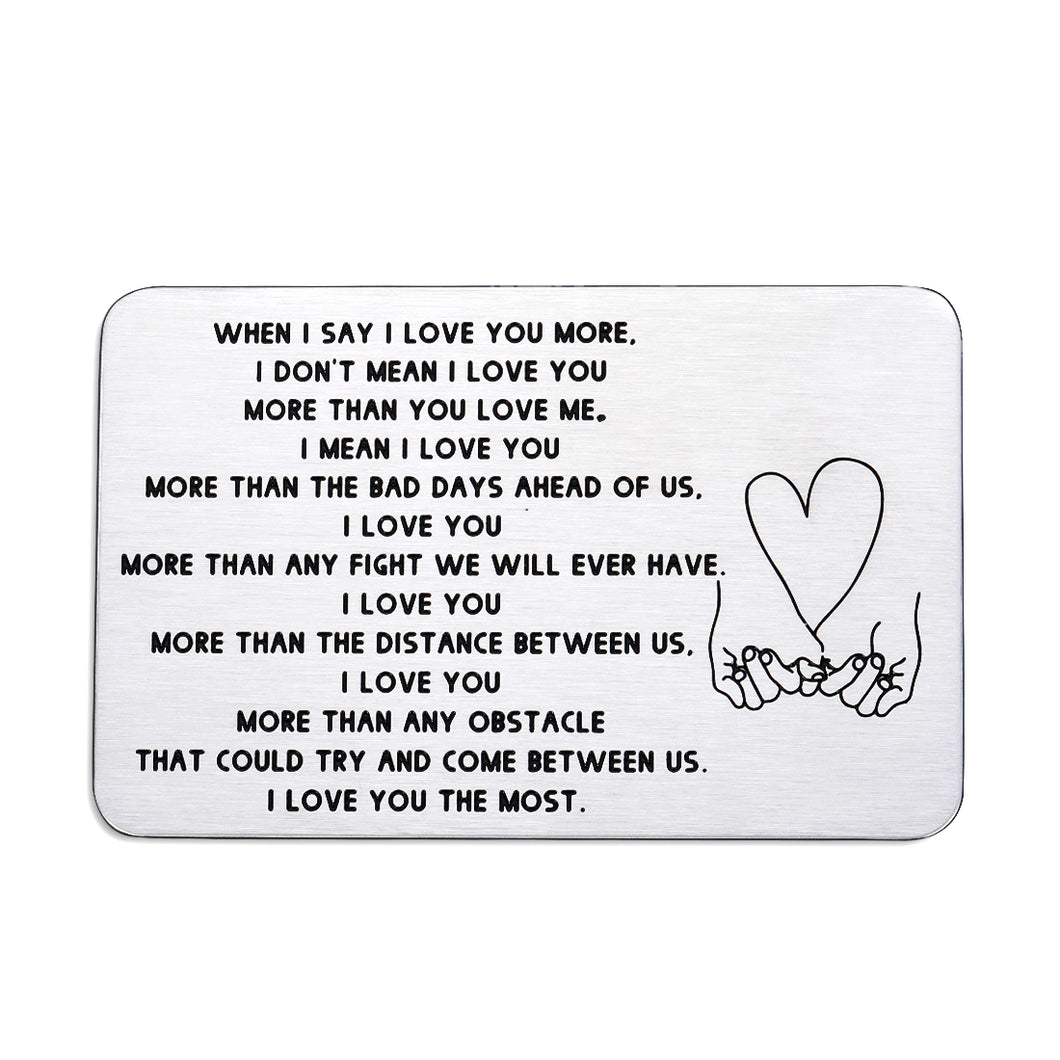 Valentine Gifts for Him Her Men Women Wallet Card Insert for Husband Boyfriend Christmas from Wife Girlfriend Birthday Anniversary Gifts Wedding Engagement Keepsake Gifts for Groom Fiance I Love You