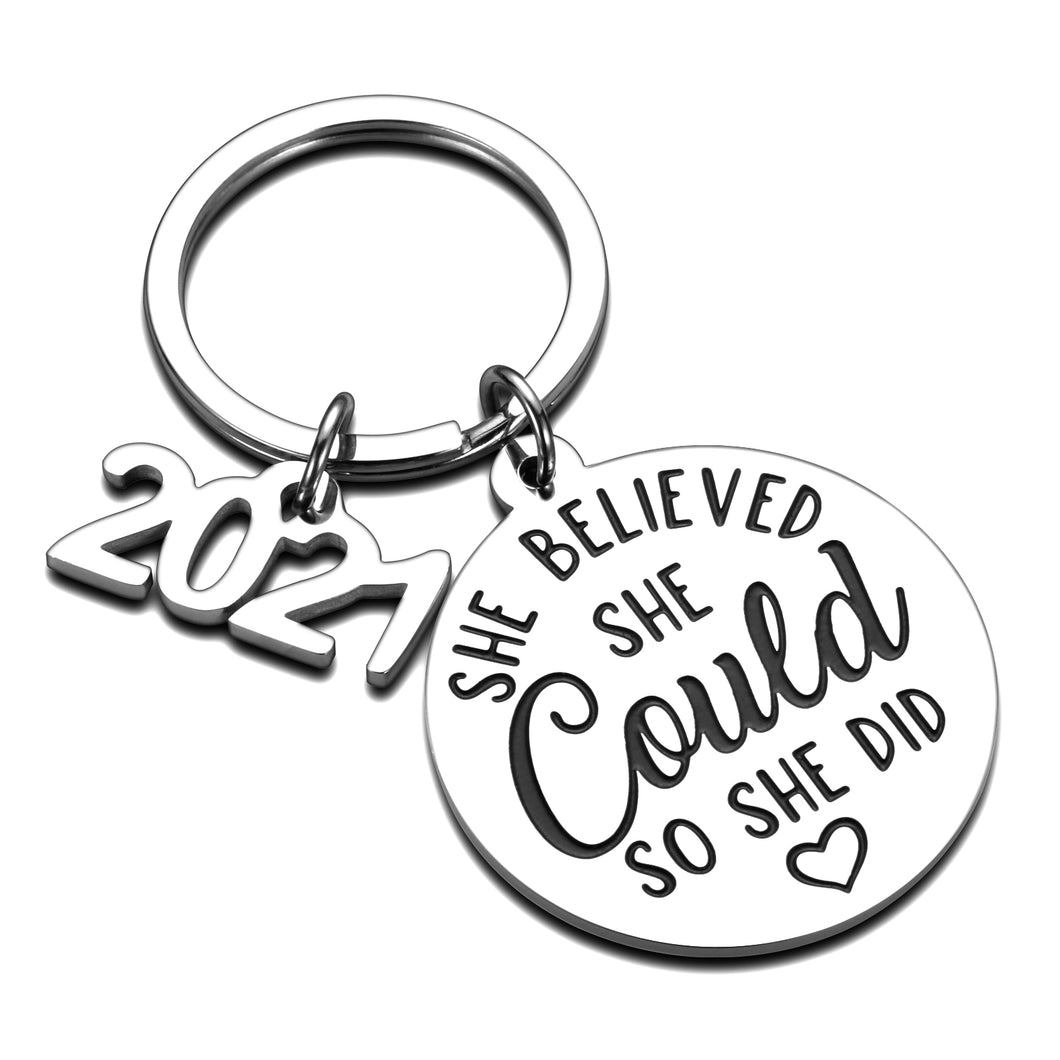 Graduation Gifts Keychain Class of 2021 Graduate Inspirational Gift She Believed She Could So She Did High School College Grad Best Friends Daughter Girls Niece Women Her